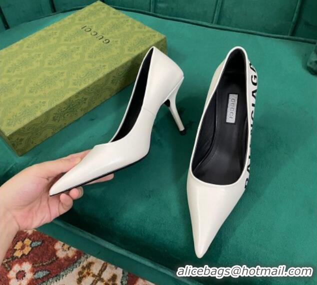 Low Price Balenciaga Knife Pumps 7.5cm in Print Leather White 524027