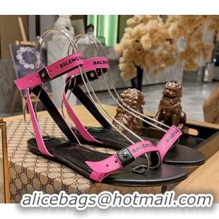 Unique Style Balenciaga Afterhour Flat Sandal in Smooth Calfskin Pink 524028