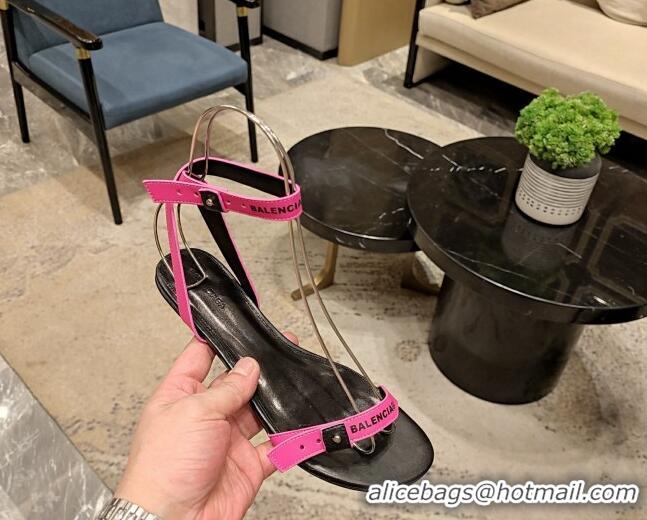 Unique Style Balenciaga Afterhour Flat Sandal in Smooth Calfskin Pink 524028