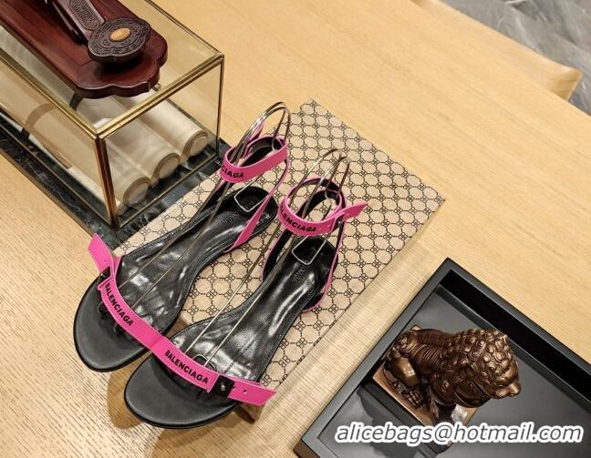 Unique Style Balenciaga Afterhour Flat Sandal in Smooth Calfskin Pink 524028