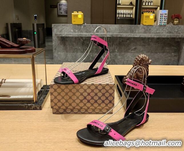 Unique Style Balenciaga Afterhour Flat Sandal in Smooth Calfskin Pink 524028