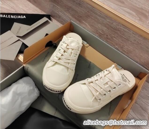 Purchase Balenciaga Paris Sneaker Mules in Destroyed Canvas White 0524034