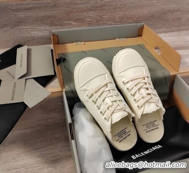 Purchase Balenciaga Paris Sneaker Mules in Destroyed Canvas White 0524034