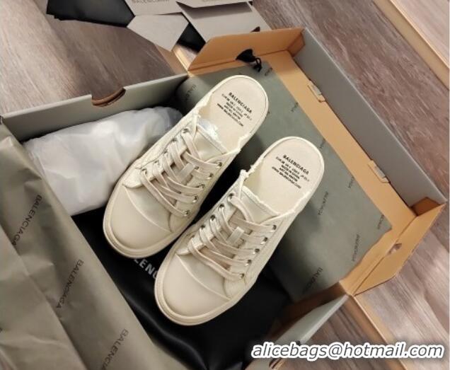 Purchase Balenciaga Paris Sneaker Mules in Destroyed Canvas White 0524034