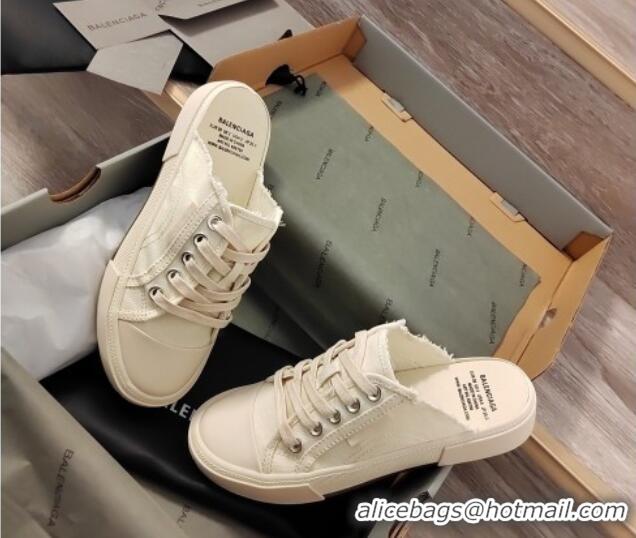 Purchase Balenciaga Paris Sneaker Mules in Destroyed Canvas White 0524034