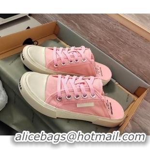 Classic Hot Balenciaga Paris Sneaker Mules in Destroyed Canvas Light Pink 524033