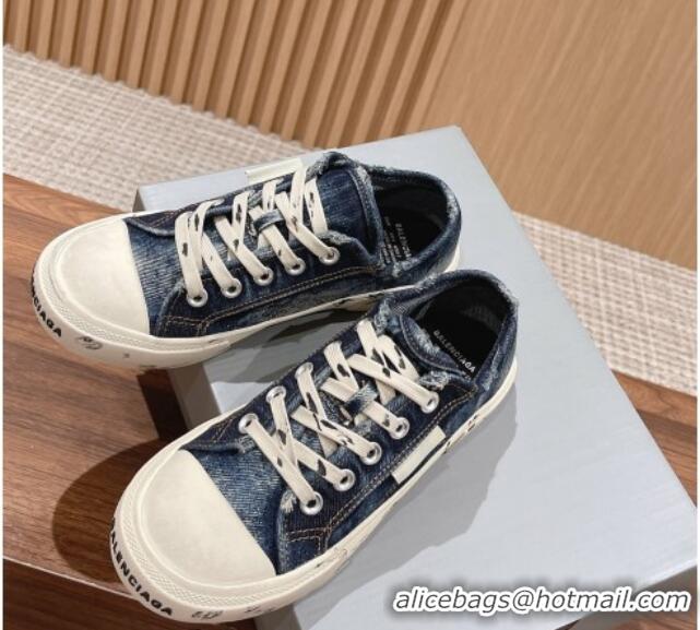 Popular Style Balenciaga Paris Low-top Sneakers in Destroyed Denim Blue 524036