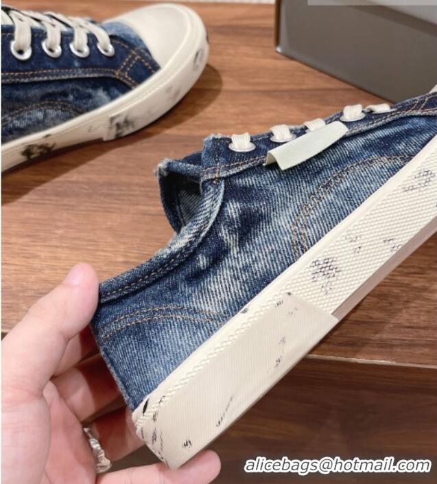 Popular Style Balenciaga Paris Low-top Sneakers in Destroyed Denim Blue 524036