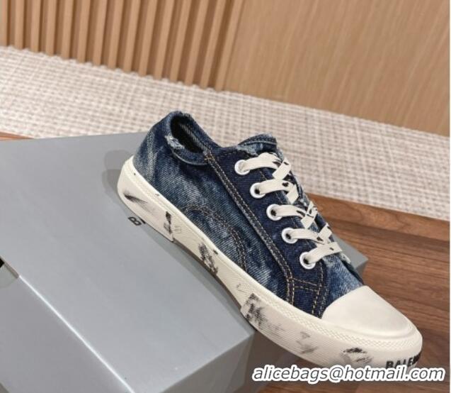 Popular Style Balenciaga Paris Low-top Sneakers in Destroyed Denim Blue 524036