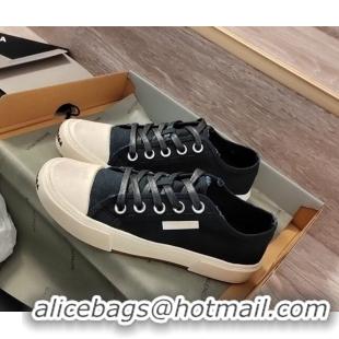 Discount Balenciaga Paris Low-top Sneakers in Destroyed Canvas with Shiny Lace Black 0524039