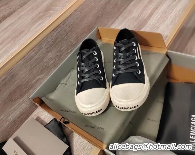 Discount Balenciaga Paris Low-top Sneakers in Destroyed Canvas with Shiny Lace Black 0524039