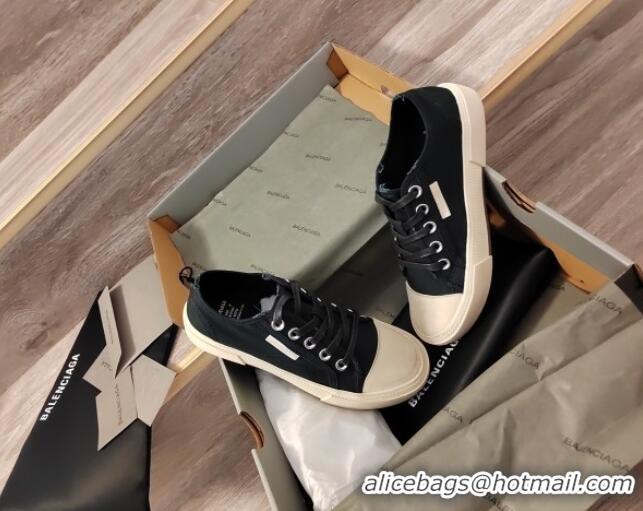 Discount Balenciaga Paris Low-top Sneakers in Destroyed Canvas with Shiny Lace Black 0524039