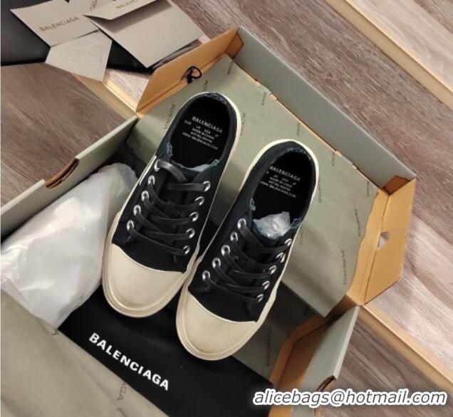 Discount Balenciaga Paris Low-top Sneakers in Destroyed Canvas with Shiny Lace Black 0524039