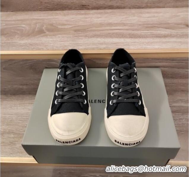 Discount Balenciaga Paris Low-top Sneakers in Destroyed Canvas with Shiny Lace Black 0524039