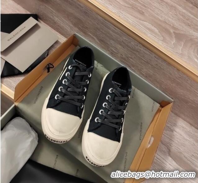 Discount Balenciaga Paris Low-top Sneakers in Destroyed Canvas with Shiny Lace Black 0524039