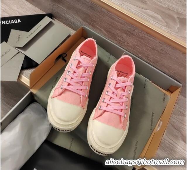 Unique Style Balenciaga Paris Low-top Sneakers in Destroyed Canvas Light Pink 524040