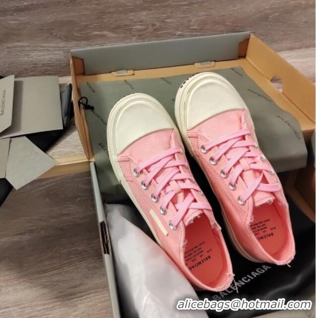 Unique Style Balenciaga Paris Low-top Sneakers in Destroyed Canvas Light Pink 524040