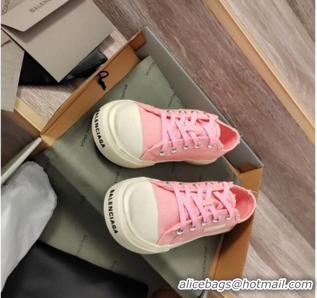 Unique Style Balenciaga Paris Low-top Sneakers in Destroyed Canvas Light Pink 524040