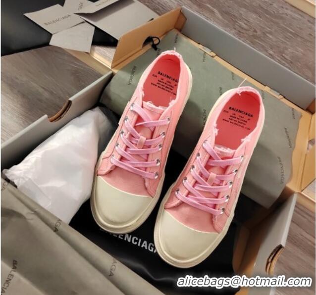 Unique Style Balenciaga Paris Low-top Sneakers in Destroyed Canvas Light Pink 524040