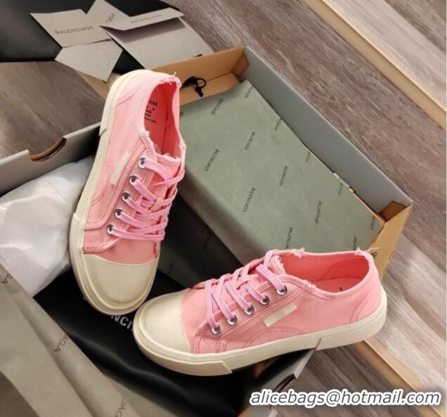 Unique Style Balenciaga Paris Low-top Sneakers in Destroyed Canvas Light Pink 524040