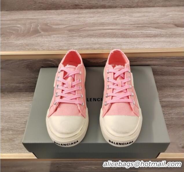 Unique Style Balenciaga Paris Low-top Sneakers in Destroyed Canvas Light Pink 524040