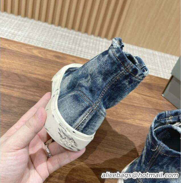 Best Product Balenciaga Paris High-top Sneakers in Destroyed Denim Blue 0524041