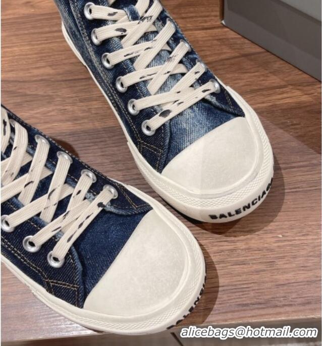 Best Product Balenciaga Paris High-top Sneakers in Destroyed Denim Blue 0524041