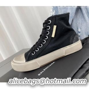 Most Popular Balenciaga Paris High-top Sneakers in Destroyed Canvas Black 0524042