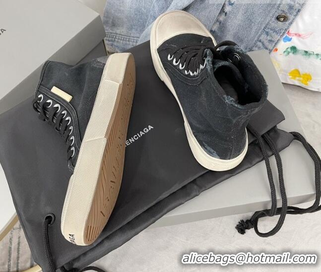 Most Popular Balenciaga Paris High-top Sneakers in Destroyed Canvas Black 0524042