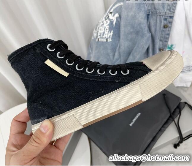 Most Popular Balenciaga Paris High-top Sneakers in Destroyed Canvas Black 0524042