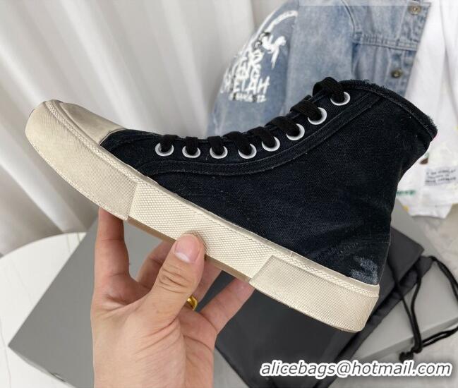 Most Popular Balenciaga Paris High-top Sneakers in Destroyed Canvas Black 0524042