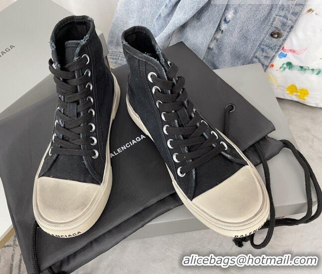 Most Popular Balenciaga Paris High-top Sneakers in Destroyed Canvas Black 0524042