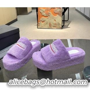 Purchase Balenciaga Towel Fabric Platform Slide Sandals Purple 0619001