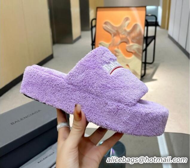 Purchase Balenciaga Towel Fabric Platform Slide Sandals Purple 0619001