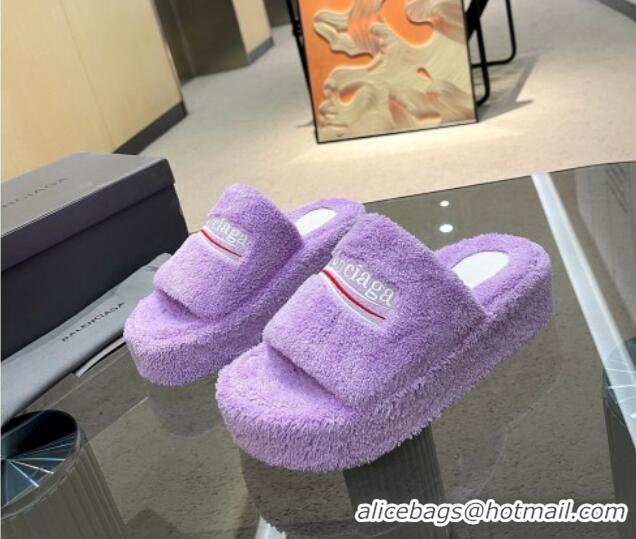 Purchase Balenciaga Towel Fabric Platform Slide Sandals Purple 0619001