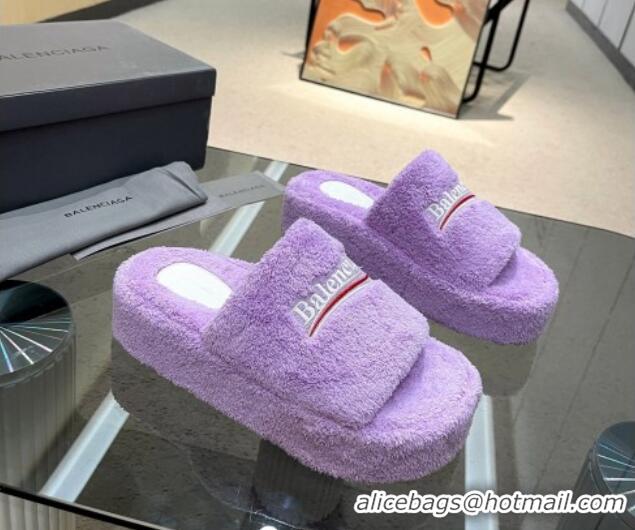 Purchase Balenciaga Towel Fabric Platform Slide Sandals Purple 0619001