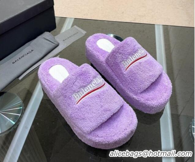 Purchase Balenciaga Towel Fabric Platform Slide Sandals Purple 0619001