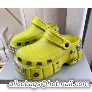 Luxurious Balenciaga HardCrocs Rubber Platform Mules Green 619008