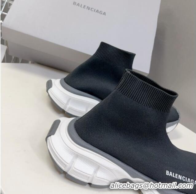 Reasonable Price Balenciaga 3XL Knit Ankle Boots Black/White/Dark Grey 809006