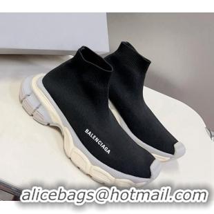 Good Product Balenciaga 3XL Knit Ankle Boots Black/White/Light Grey 0809008