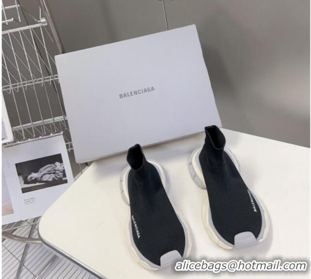 Good Product Balenciaga 3XL Knit Ankle Boots Black/White/Light Grey 0809008