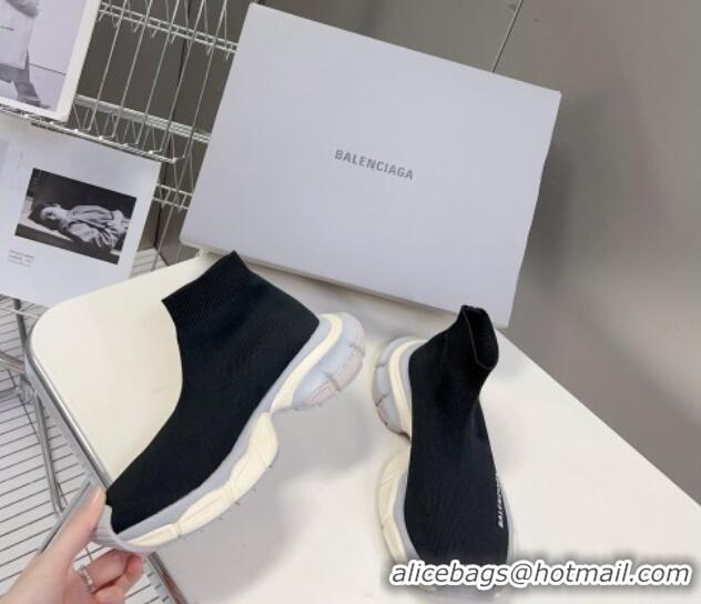 Good Product Balenciaga 3XL Knit Ankle Boots Black/White/Light Grey 0809008