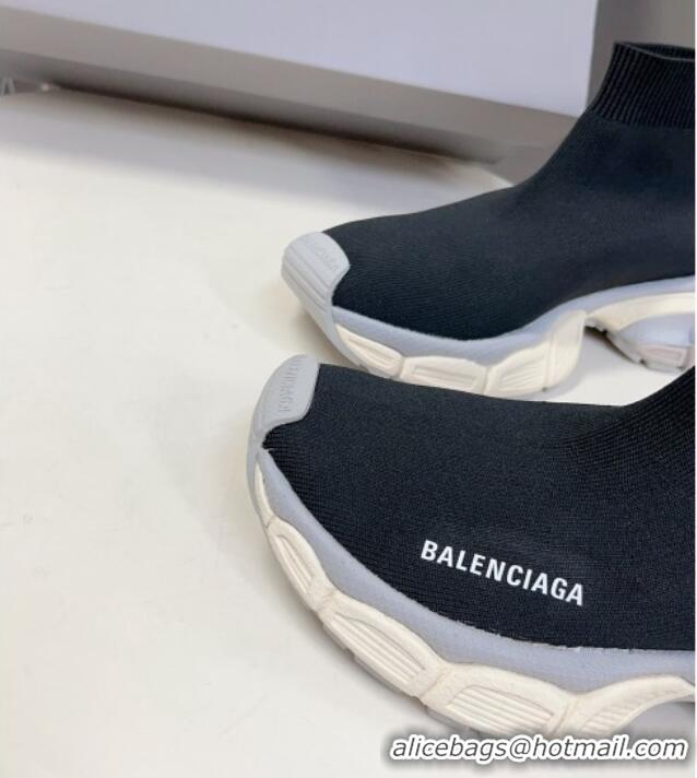 Good Product Balenciaga 3XL Knit Ankle Boots Black/White/Light Grey 0809008