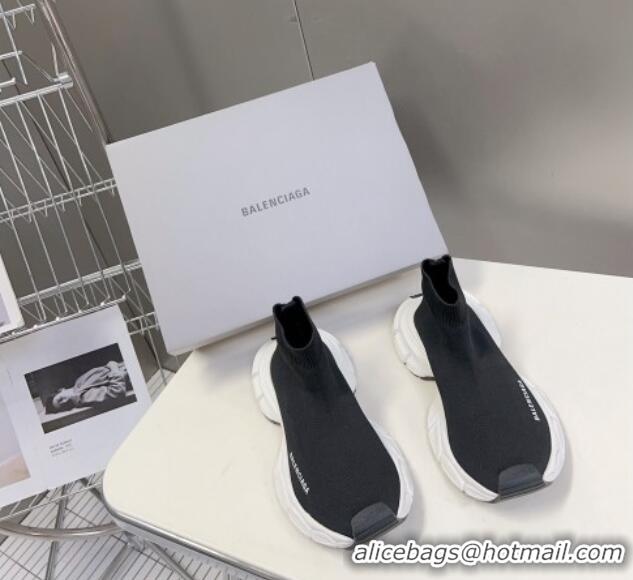 Top Quality Balenciaga 3XL Knit Ankle Boots Black/White 809009