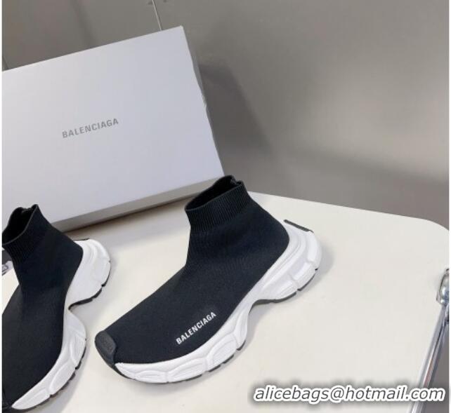 Top Quality Balenciaga 3XL Knit Ankle Boots Black/White 809009