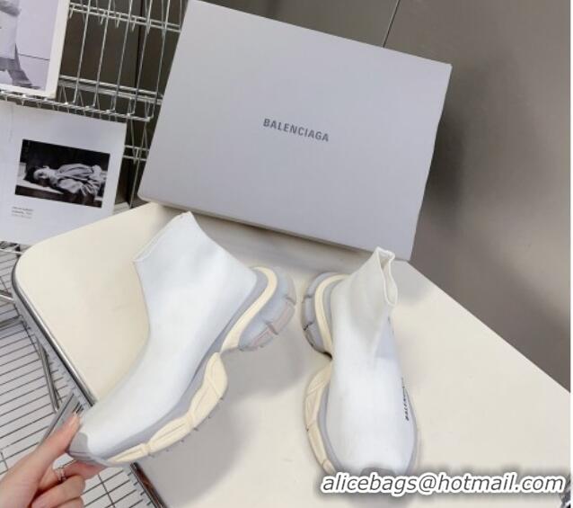 Popular Style Balenciaga 3XL Knit Ankle Boots White/Grey 809010