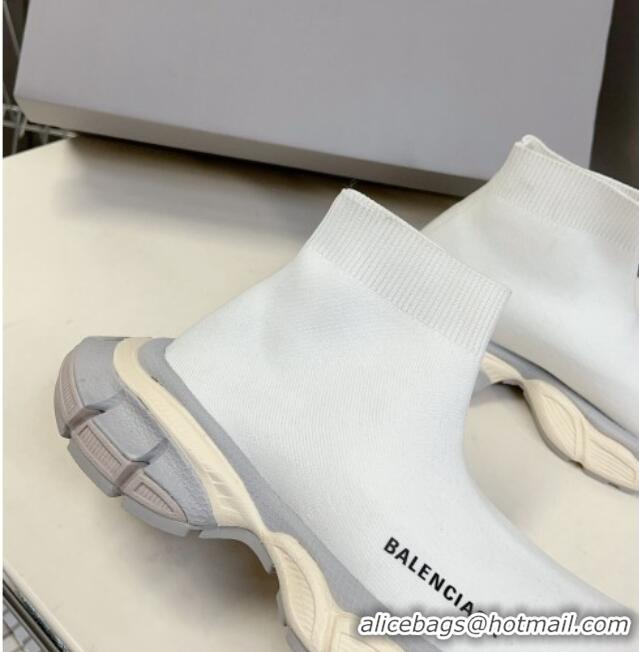 Popular Style Balenciaga 3XL Knit Ankle Boots White/Grey 809010