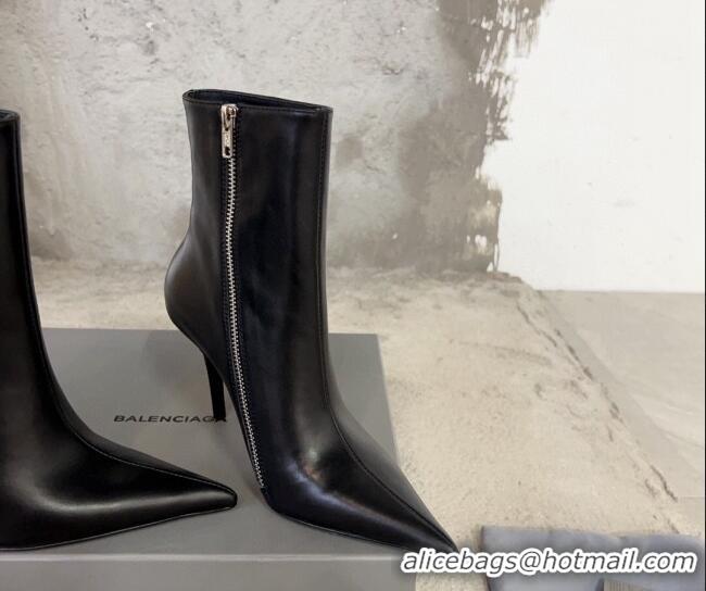 Charming Balenciaga Knife Calfskin Ankle Boots 10cm Black BE0814 814081