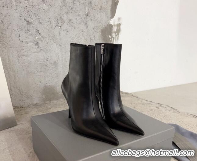 Charming Balenciaga Knife Calfskin Ankle Boots 10cm Black BE0814 814081