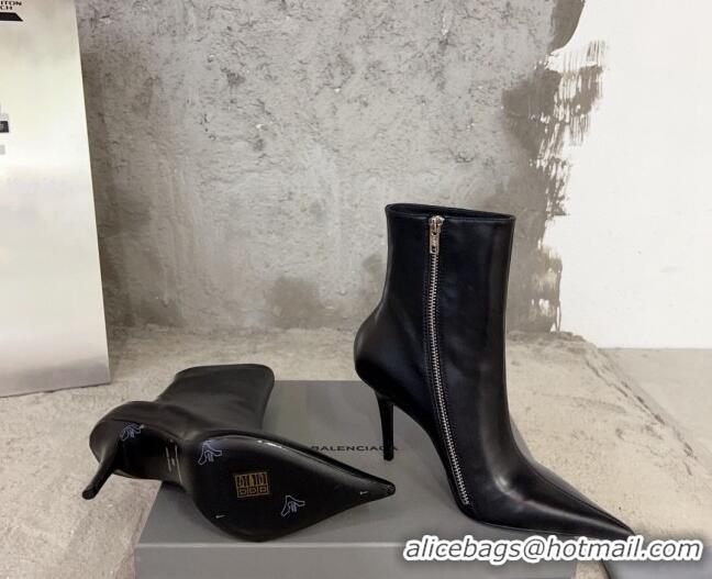 Charming Balenciaga Knife Calfskin Ankle Boots 10cm Black BE0814 814081